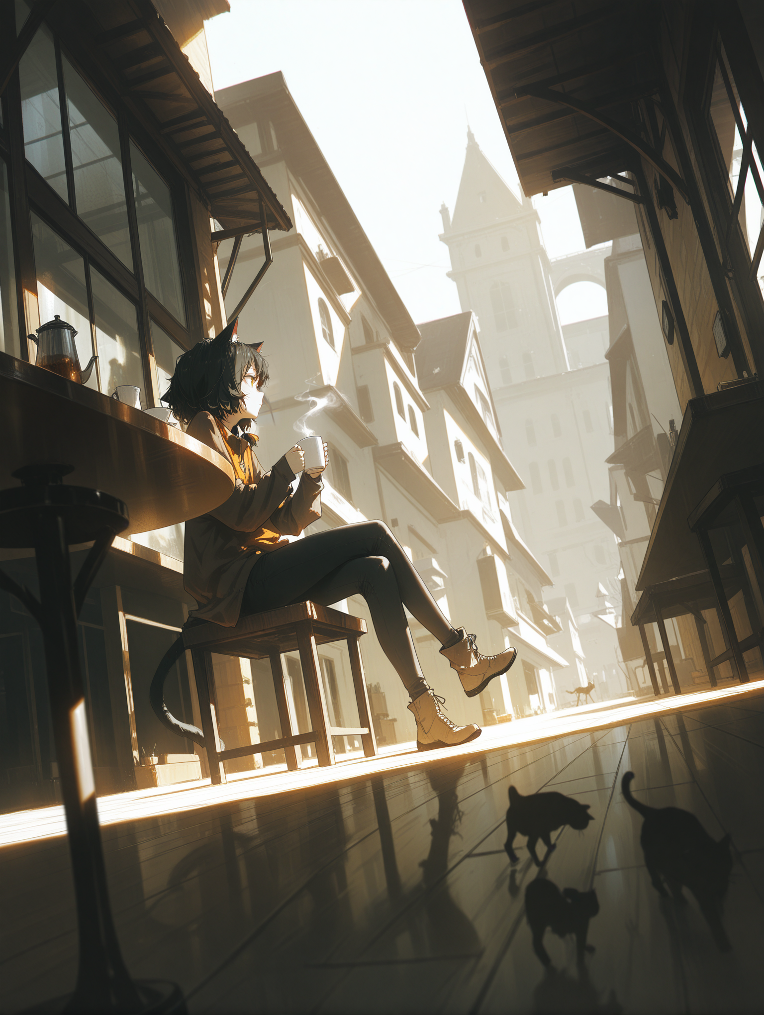 00273-441946678-dino _(dinoartforame_), (konya karasue_1.2), 1girl, cat girl, scenery, wide shot, outdoors, full body shot, dynamic pose, cafe,.png
